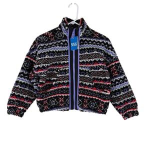 DSG Girls Cozy Fleece Full Zip Jacket Multicolor Sherpa Size S 8-9 Pockets NWT